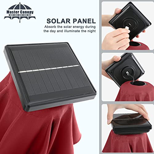 Image of MASTERCANOPY 9ft Patio Umbrella with Solar Lights, Burgundy