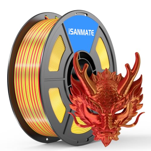 Image of iSANMATE Silk Red Gold PLA Filament 1.75mm 1kg for FDM 3D Printer | Compatible with Bambu Lab 3D Printers & AMS, Shiny Surface, Easy Printing for Beginner, Upgraded Toughness & Clog-Free