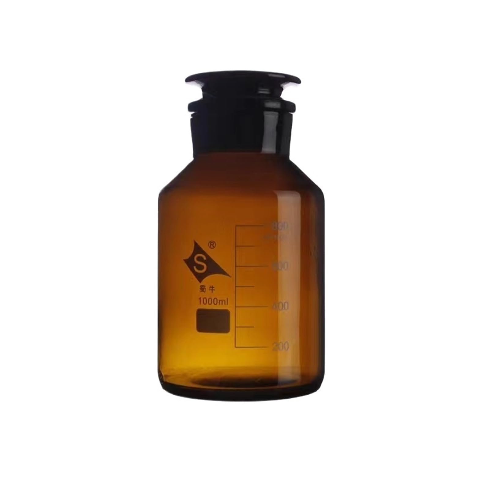 Frasco de reactivo de Boca Ancha de Vidrio común, marrón/Transparente, con tapón Esmerilado, Viales de Muestra de Laboratorio(1000mL Brown 1pc)