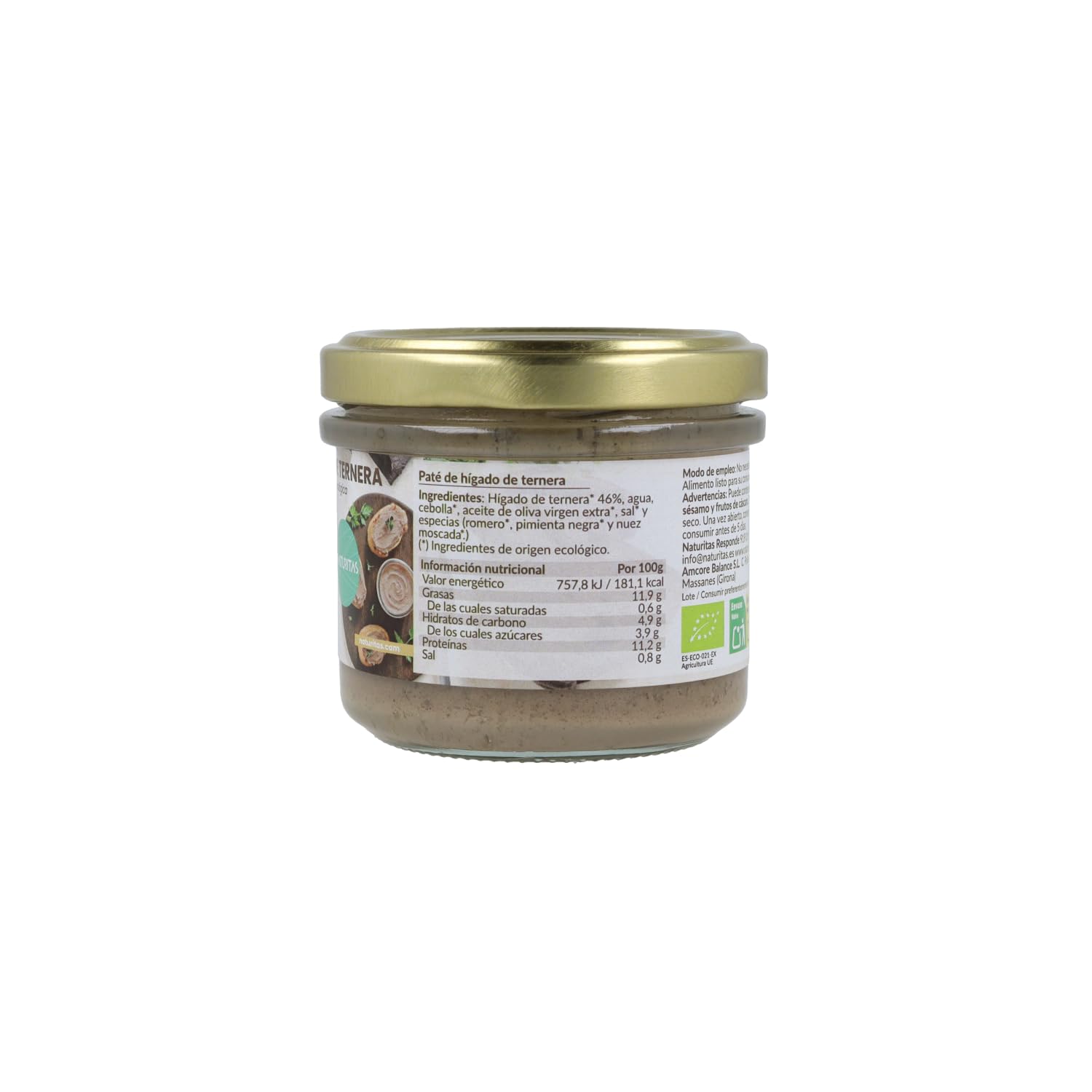 Paté de hígado de ternera de pasto libre BIO | 100g | Naturitas Essentials | Paté de hígado de ternera de pasto | Origen ético rico en hierro | Patés