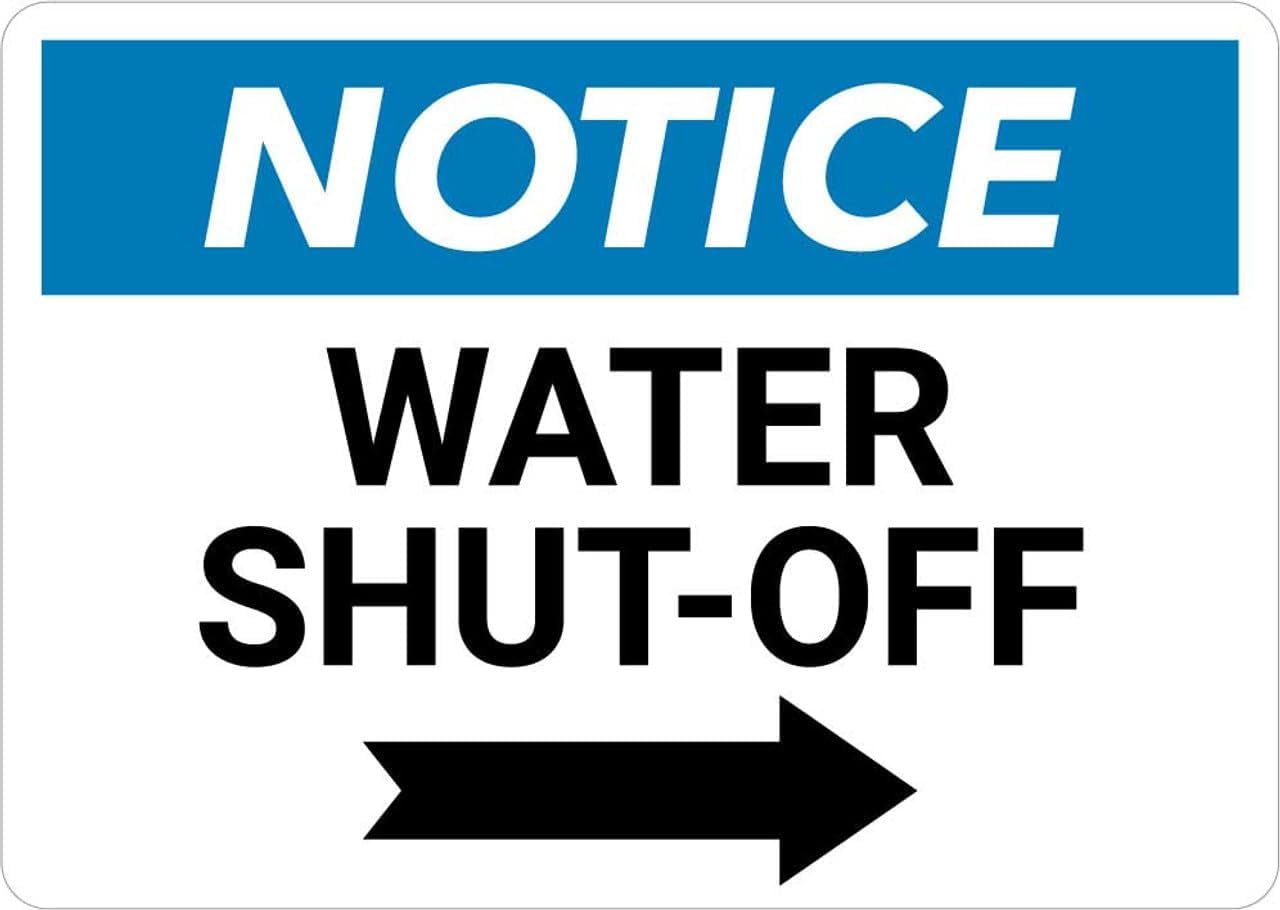Notice Water Shut-Off With Right Arrow Metal Tin Sign Aluminum Warning Signs For Indoor & Outdoor Yard Lawn Sign Home Decor 8x12 inch