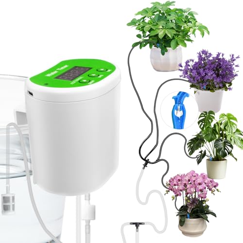 Automatic Plant Waterer Self Watering System - Drip Irrigation Kit with Programmable Timer, Water Up to 12 Potted Plants, Perfect for Indoor Gardens, Balconies & Outdoor Parks