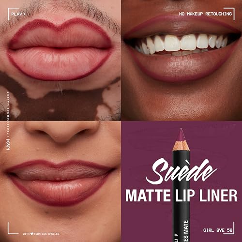 Image of NYX PROFESSIONAL MAKEUP Suede Matte Lip Liner, Velvety-Smooth, Long-Lasting Formula For A Defined Lip Makeup Look - Girl Bye (Purple)