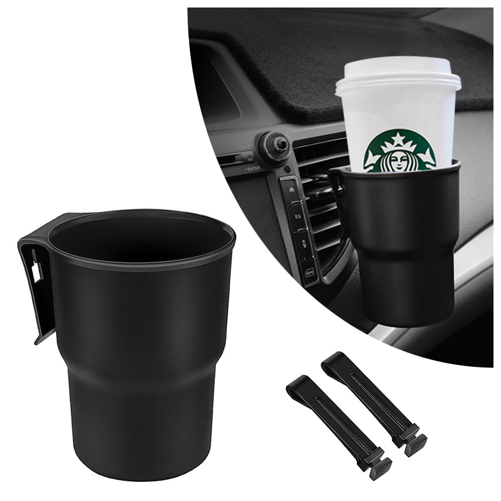 Hanging Cup Holder for Car Air Vents/Windows,Multi-Function Car Cup Holder Organizer/Car Trash Can,Universal Car Window Cup Holders with 2 Hooks Fits Most Cup Types (Black)