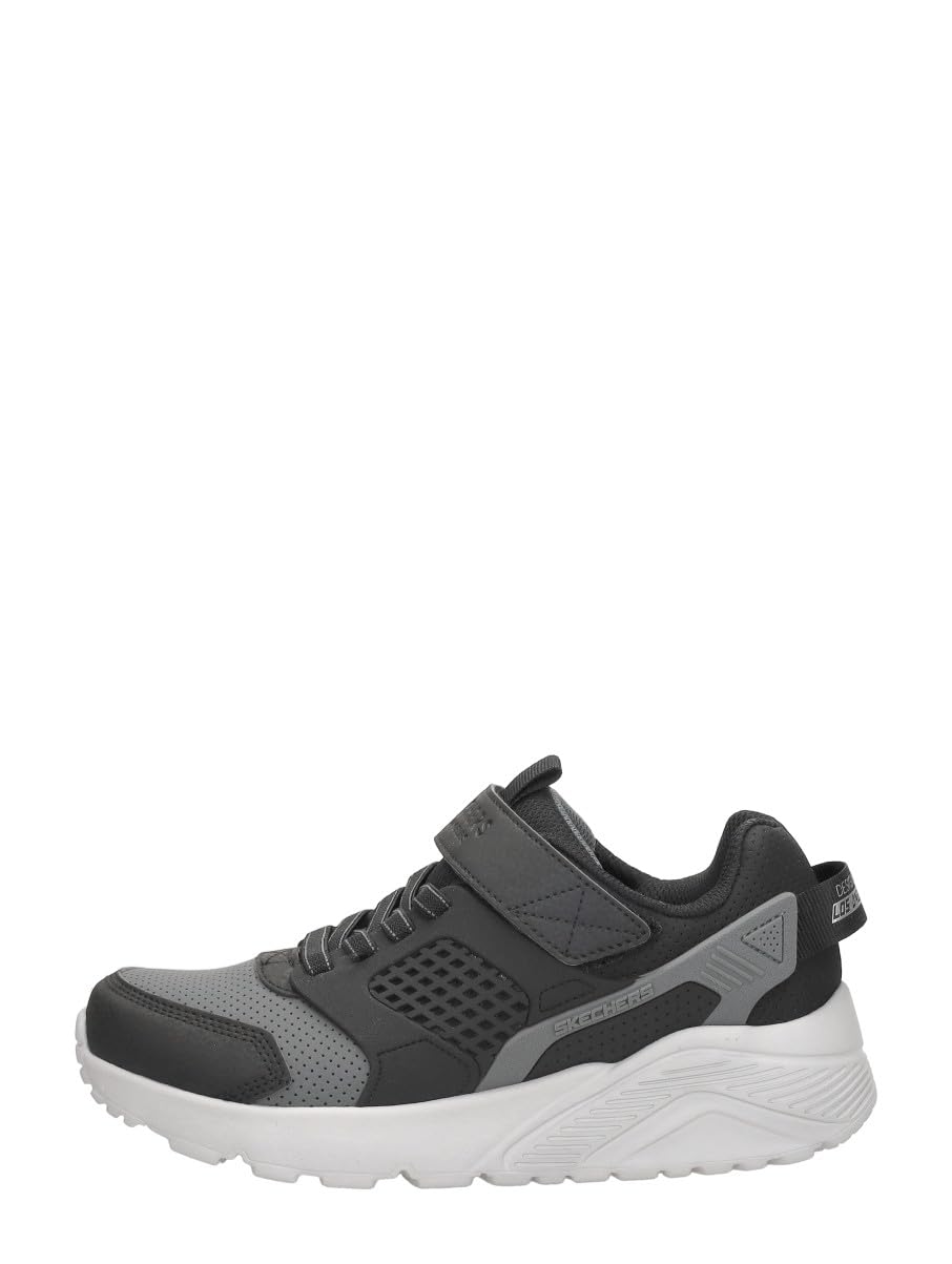 Skechers Boy's Uno Lite Gridstill Sneakers, Black & Charcoal Synthetic/Charcoal Syntheti, 11.5 UK Child
