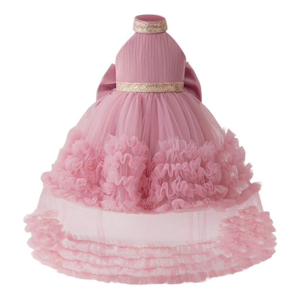 Lito Angels Prinzessinnenkleid für Mädchen mit geschichtetem Tüllrock und Schleife auf der Rückseite, perfekt für Hochzeit, Party oder Zeremonie