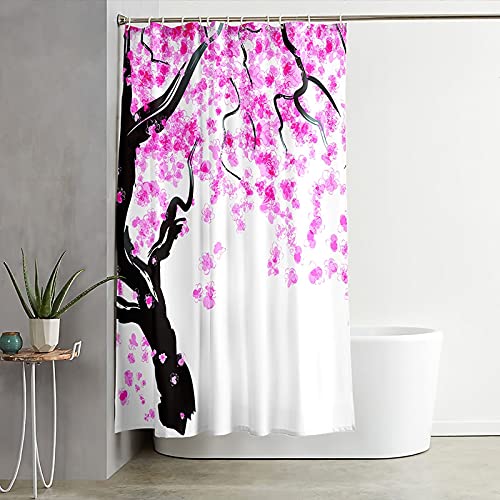 Rideau de douche 150x200cm polyester fleurs rose imperméable