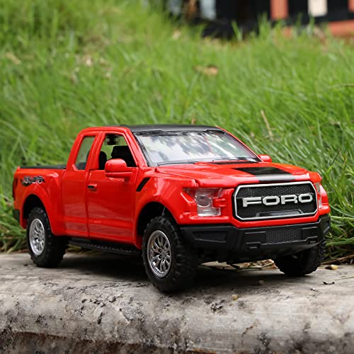 Sasbsc Toy Trucks F150 Raptor Toy Truck Pickup Truck Toys For Boys Diecast Metal Model Truck With Light And Sound Pull Back Car Toys For 3+ Year Old Kids(Red) #TOP6