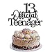 Prasacco Tortendeko Geburtstag, 13 Official Teenager Cake Topper Schwarzer Glitzer Cupcake Toppers Geburtstag Party Kuchen Deko für 13 Jahre alte Jungen und Mädchen
