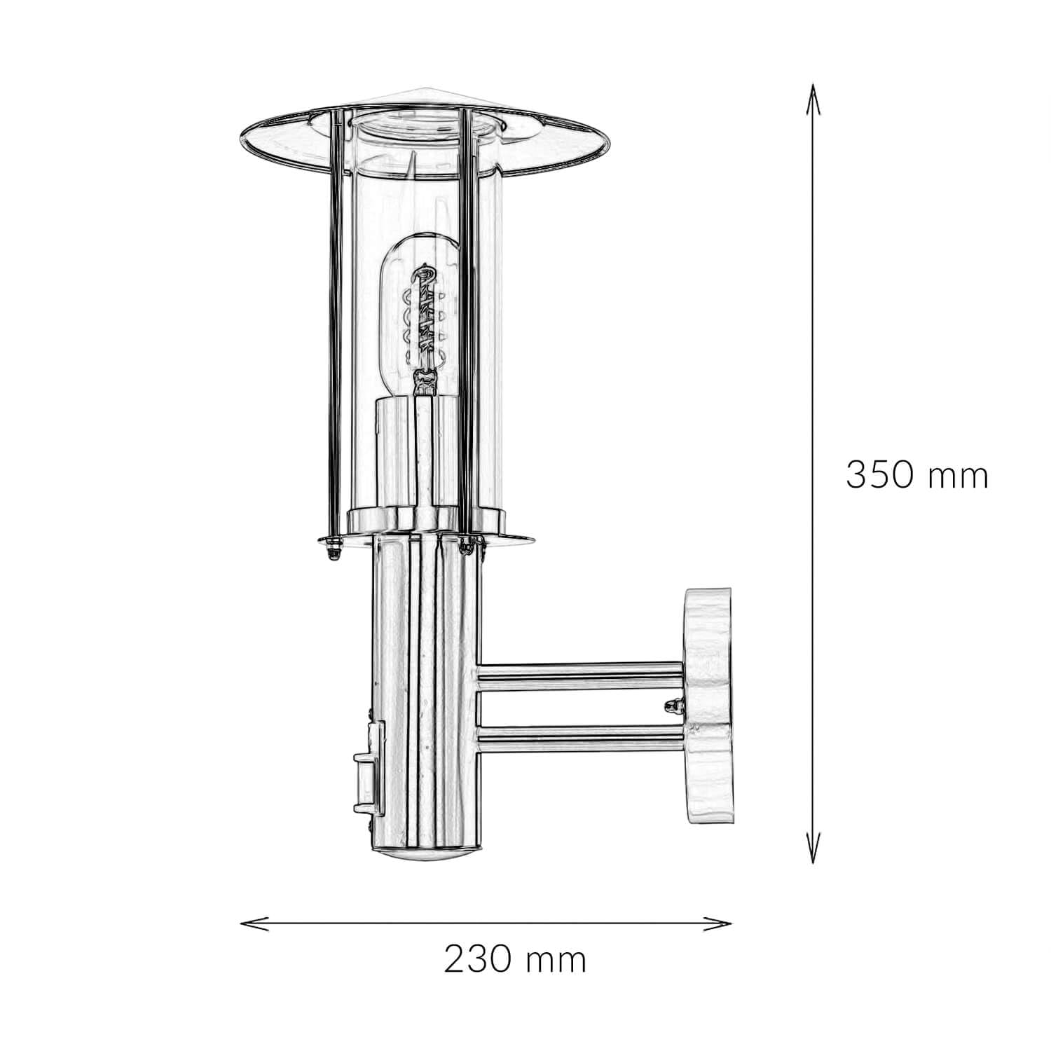Licht-Erlebnisse Außenleuchte Wand mit Bewegungsmelder IP44 aus Edelstahl & Glas E27 einstellbar maritimes Design Wandlampe Laterne Hof Außenlampe mit Sensor