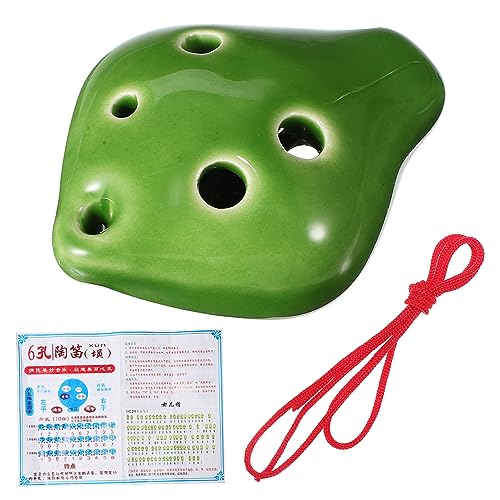 Yardwe 6Hole Ocarina Ceramic Alto Ocarina for Beginners with Music Score Cute Strawberry Pendant Design Practice Instrument for Adults