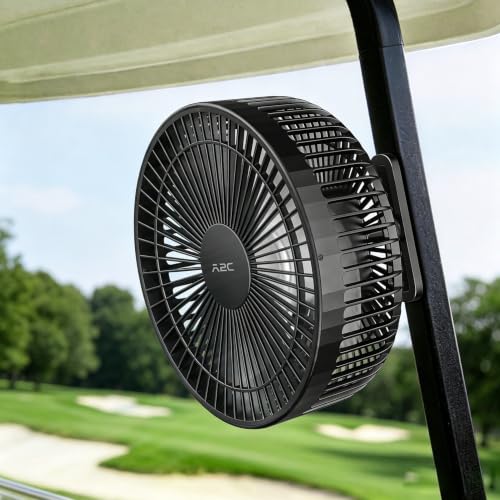 A2C Golf Cart Fan 7.5 Rechargeable Magnetic Fan with 4 Speed Modes Up to 15 Hours Strong Airflow Fits EZGO Club Car Yamaha for Golf Cart & Cruise Ship Accessories Outdoor Use