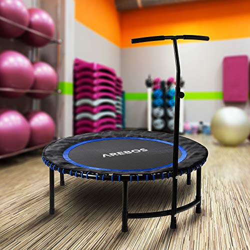 Arebos Fitness-Trampolin mit Haltegriff | bis 120 kg | TÜV-geprüft | Körpertraining und Cardio Workouts | leise… – Bild 3