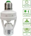 Motion Activated Light Socket,E26 Motion Security Light Bulb Socket Indoor for Front Door Porch Garage Basement Hallway Closet (2 Pack)