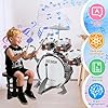 m zimoon Kids Drum Kit, Junior Jazz Drum Set Toddler Toy 5 Drums with Stool Pedal Cymbal and Drumsticks Beginners Musical Instrument Percussion Holiday Birthday Educational Gift for Boys Girls, Red #4