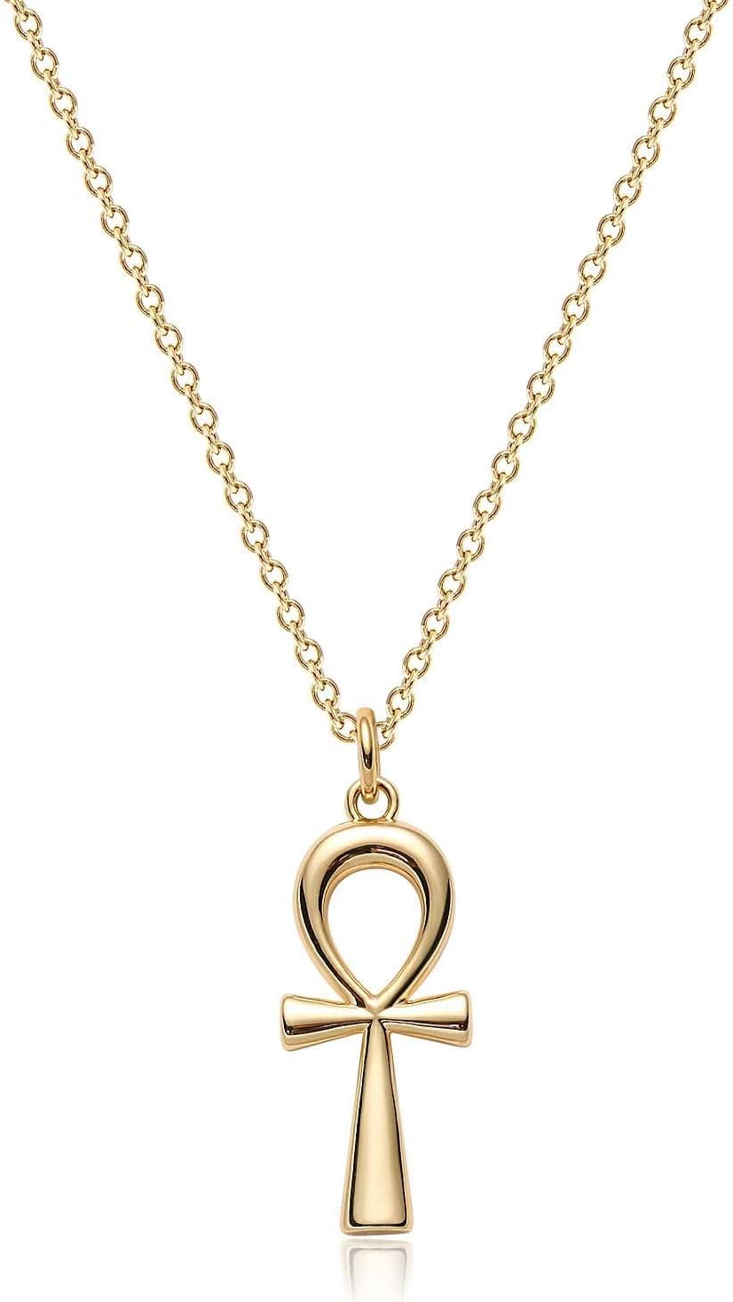 Cross Pendant Necklace for Women 14K Gold Plated Cubic Zirconia Evil Eye Butterfly Angel Wing Disc Coin Necklace Minimalist Religious Faith Jewelry Gift for Women