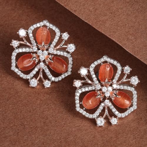 Image of Karatcart Women Green American Diamond Stud Earrings