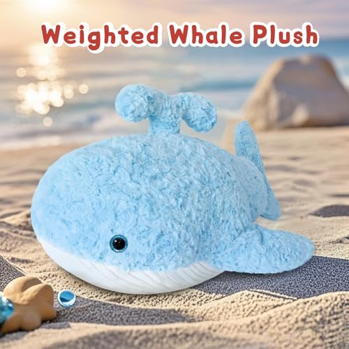 Image of Niuniu Daddy 23 inch 3.3 Pound Weighted Stuffed Animals Whale for Kids Adults, Whale Weighted Plushies Toy, Cute Body Pillow for Sleeping, Ocean Series Huggable Gift for Everyday Comfort