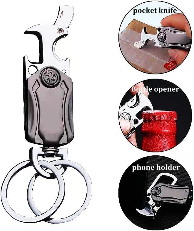 Image of Zentro Rechargeable LED Keychain Flashlight with Type-C Charging, Magnetic Base, Multi Color Light Modes, Compact Torch Light (Multifunction Metal Keychain)
