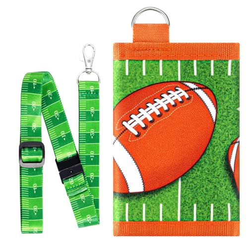 WAWSAM Rugby Geldbeutel Kinder, Portemonnaie Kinder mit Schlüsselband Rugby-Kindergeldbörse, kompakte dreifach gefaltete Münztasche, Kartenhalter für Teenager für Geldbeutel Jungen Mädchen
