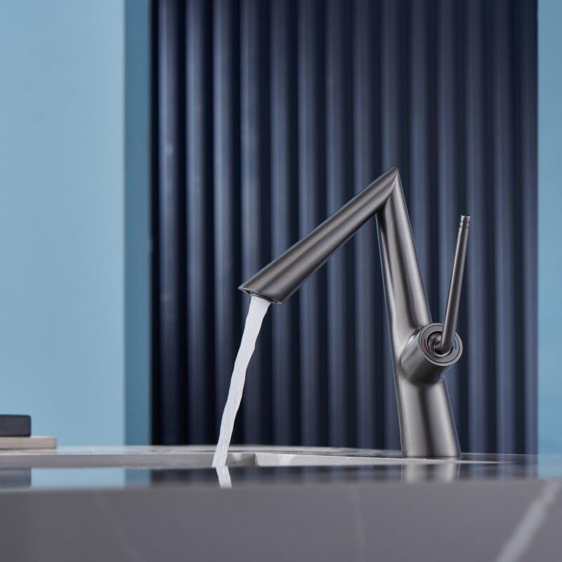 Robinet de lavabo de salle de bain anti-traces, mitigeur laiton eau chaude froide robuste