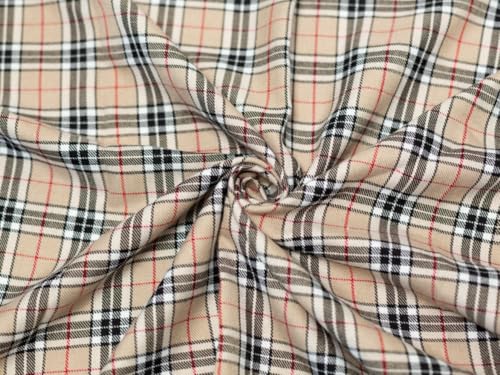 Kleiderstoff mit Schottenkaro, beige, Poly-Viskose – Meterware