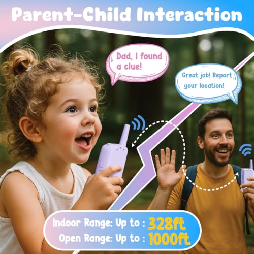 Image of Video Walkie Talkies for Kids, 2 Pack Rechargeable Handheld Video Intercom Kids Walkies Talkies, Indoor Outdoor Toys for Family Games, Outside, Camping, Hiking for Boys Girls Ages 3-12 (Purple)