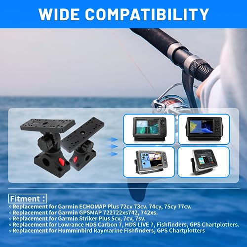 Image of Fish Finder Mounts for Boat, 360 Adjustable Fish Finder Mounting Brackets, Depth Finders Mount, Universal Marine Electronics Mounting Plate for Boat, Canoe, Kayak