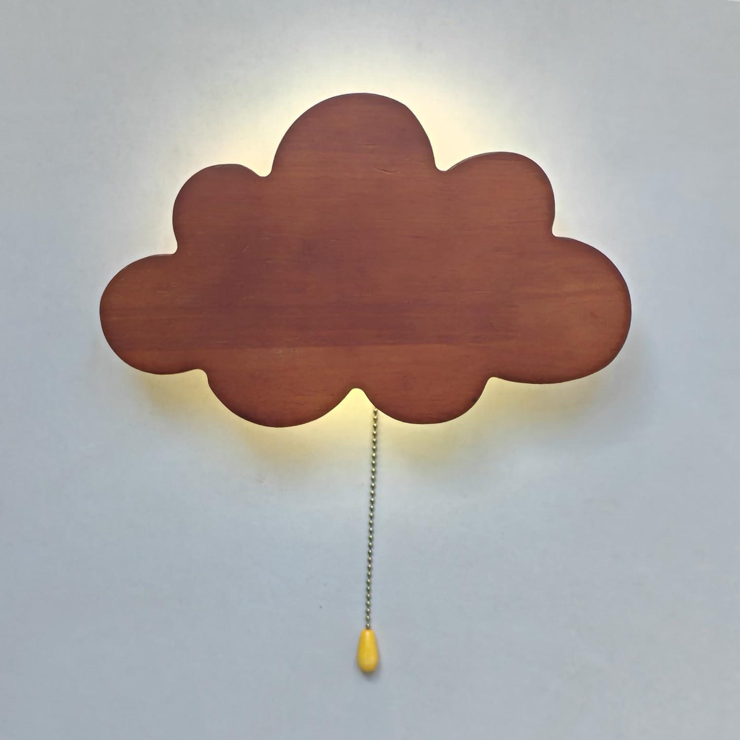 EaEa LED Wolkenlampe Wandlampe Kinderzimmer mit Schalter, 5W 3000K Wandleuchte Kinder Holz, USB/Batteriebetrieb, Mädchen Junge Kinderlampe Wand Nachttischlampe für Babyzimmer Schlafzimmer,B