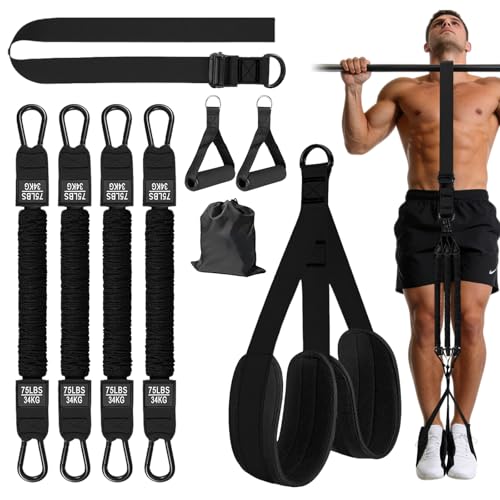 Flintronic Pull Up Assistance Bands Adjustable Resistance Band with Fabric Feet/Knee Rest Heavy Duty Resistance Bands for Pull Up Bar Women Men Strength Training Equipment Black 300lbs