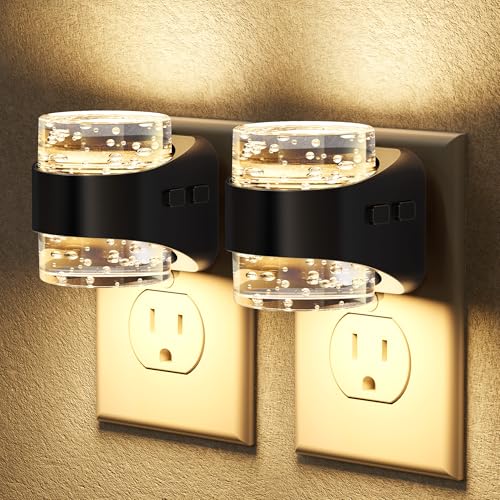 Image of Briignite LED Night Light Plug into Wall[2 Pack], Dimmable Night Light with Bubble Design 3000K Warm & 5 Brightness Levels, Dusk to Dawn Sensor Nightlights for Nursery, Hallway, Bathroom, Kids Room