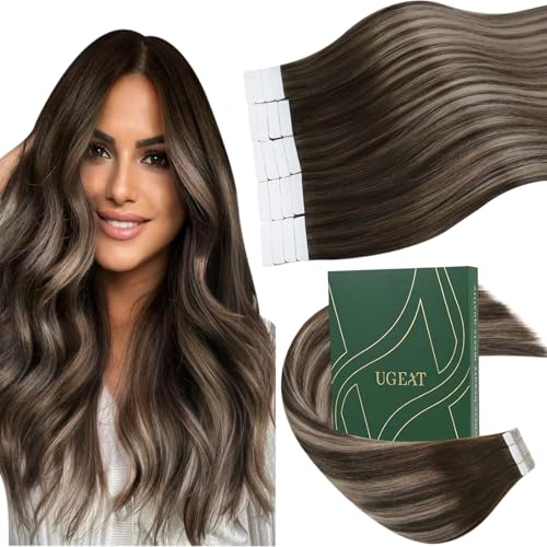 Ugeat Ombre Tape in Hair Extensions Real Human Hair Ash