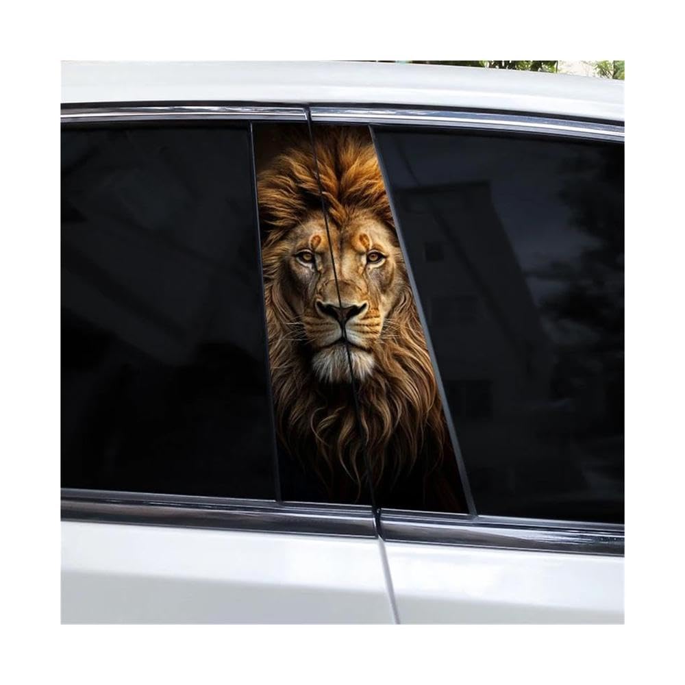 Decorative Items 2pcs Animal Lion Car B-Pillar Decals Waterproof Decorative Stickers(N)