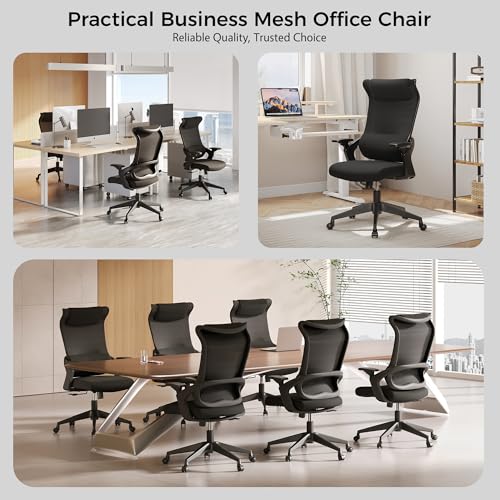 Image of EUREKA ERGONOMIC OC77 Mesh Office Chair, Ergonomic Office Chair, Home Office Desk Chairs with Oversized Headrest and 3D Armrests, Computer Desk Chair, Black