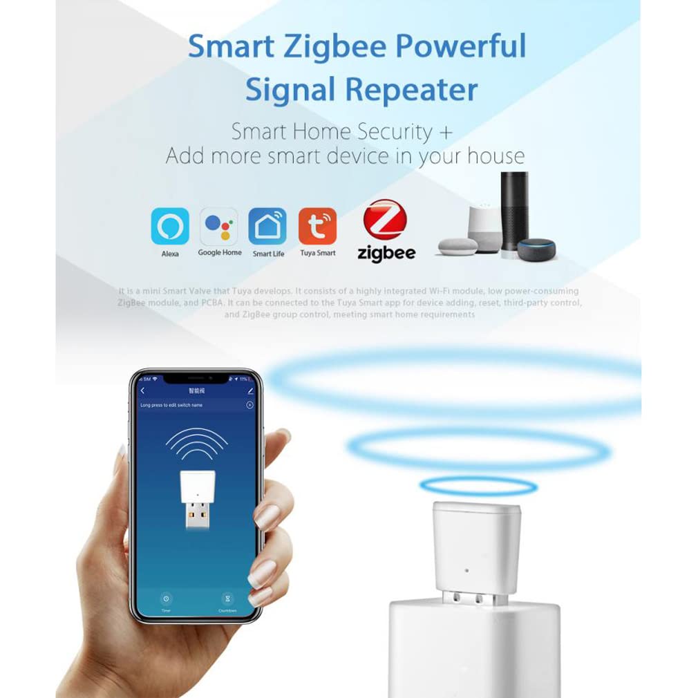 XRC TECH Tuya ZigBee 3.0 Mini amplificateur de signal Répéteur de portée de signal Smart Home Contrôle par application intelligent Fonctionne avec passerelle ZigBee, (S1)