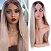 Produktbild YMHPRIDE Ombre Blonde Perücken für Frauen Mode Dunkelbraune Wurzel Gemischte Blonde Hitzebeständige Synthetische Lange Gerade Mittelteil Perücke 55,9 cm