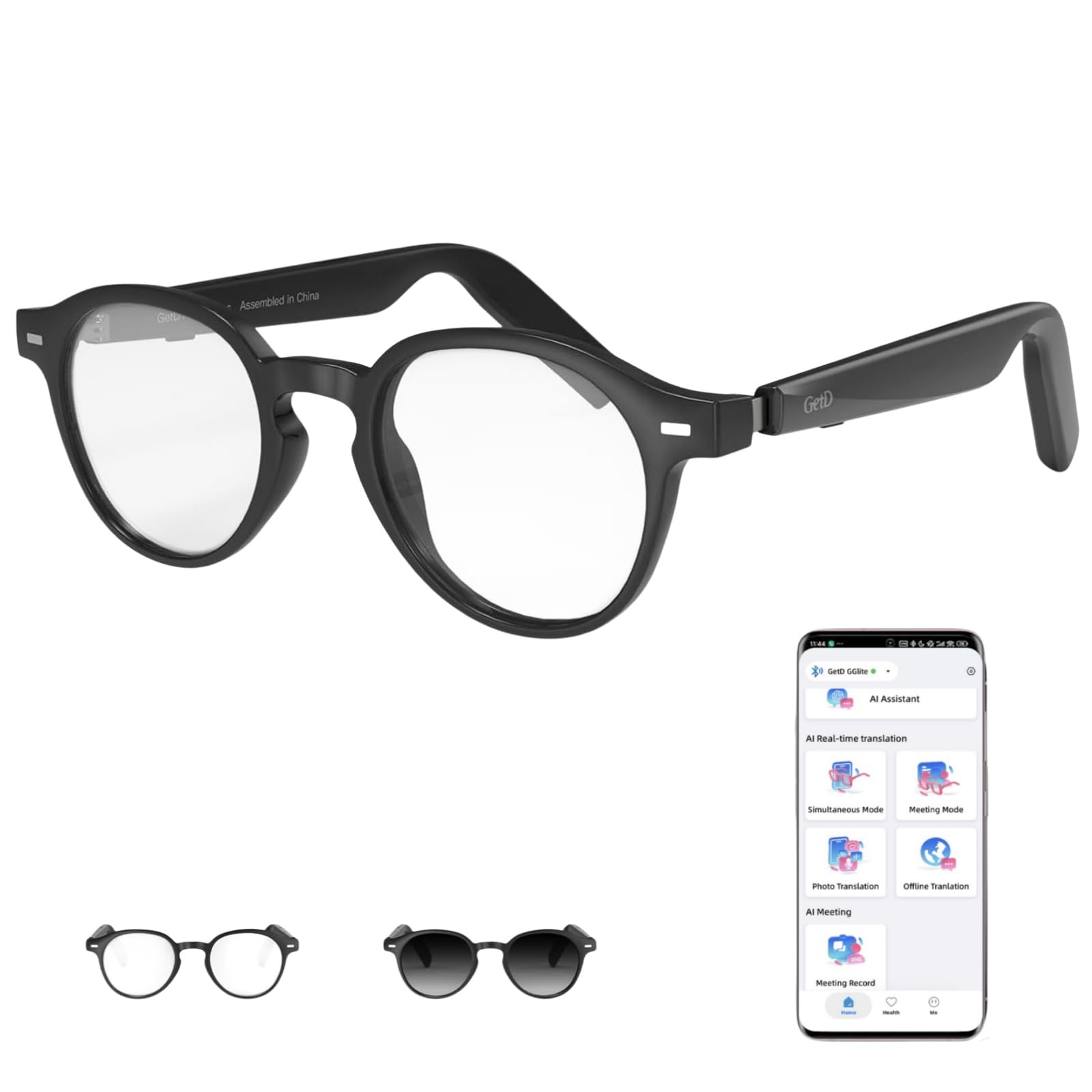 GetD 2026 AI Glasses for Men Women Smart Glasses with ChatGPT 145 Language Translation Blue Light Blocking Photochromic