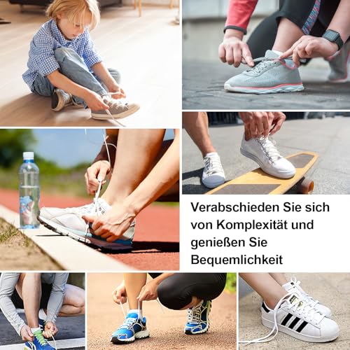 Widamin 6 Paar elastische Schnürsenkel mit Metallverschluss No Tie Shoelaces, Faule Schnürsenkel Ohne Binden für Kinder und Erwachsene（flach Schwarz）