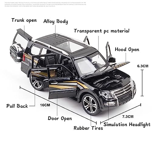 Image of 1:32 Scale Die-Cast Metal Pajjero with Openable Doors,Music,Lights & Pull Back Action (White)