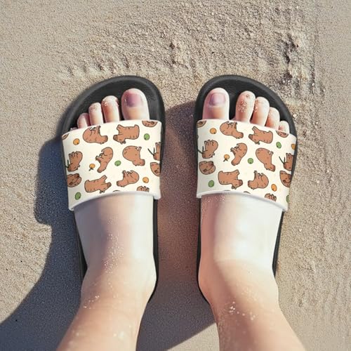 Image of Unisex Slides for Girls Boys Comfortable Slippers Slides Non-slip Shower Shoes House Fashion Thick for Indoor & Outdoor Gifts