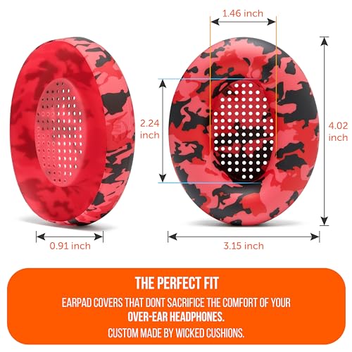 Image of WC SweatZ XM3 - Patented Earpad Sweat Covers for Sony WH-1000XM3 | Made by Wicked Cushions | Made with Premium Silicone, Sweatproof & Easily Washable | Red Camo