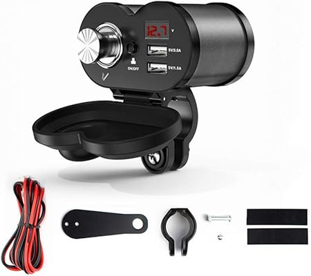 Amazon Sheawa バイク Usb充電器 Usb電源 Usb2ポート 4 5a 電圧計 電源スイッチ シガーライター ソケット アルミ合金 ハンドルやサイドミラーに取り付け可能 バイク用シガーソケット 車 バイク