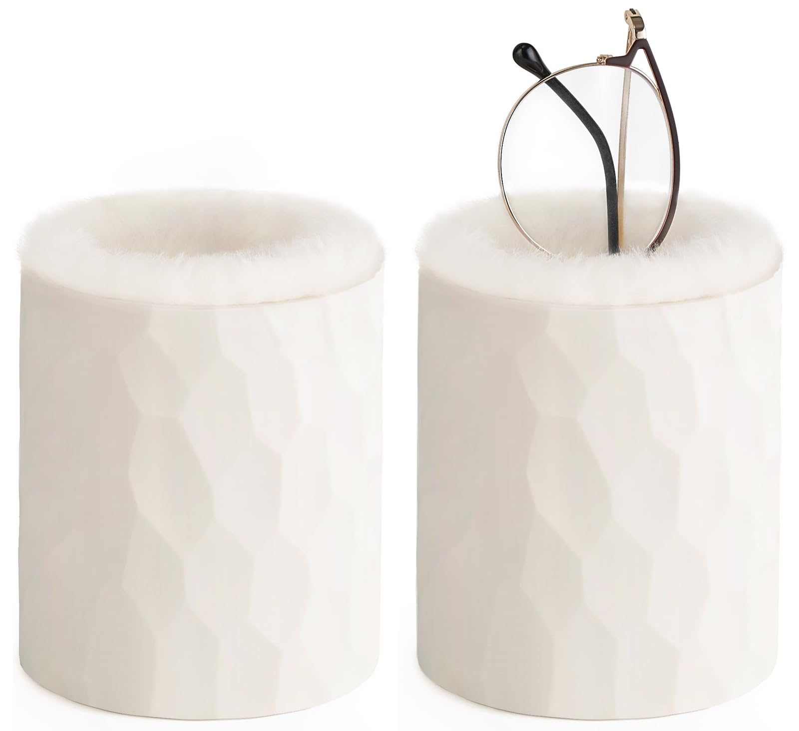Mkono Glasses Holder for Nightstand, Plush Lined Eyeglass Stand Organizer