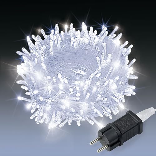 LEECOCO Lichterkette Außen 20m 200 LED, Kaltweiß, 8 Modi mit...
