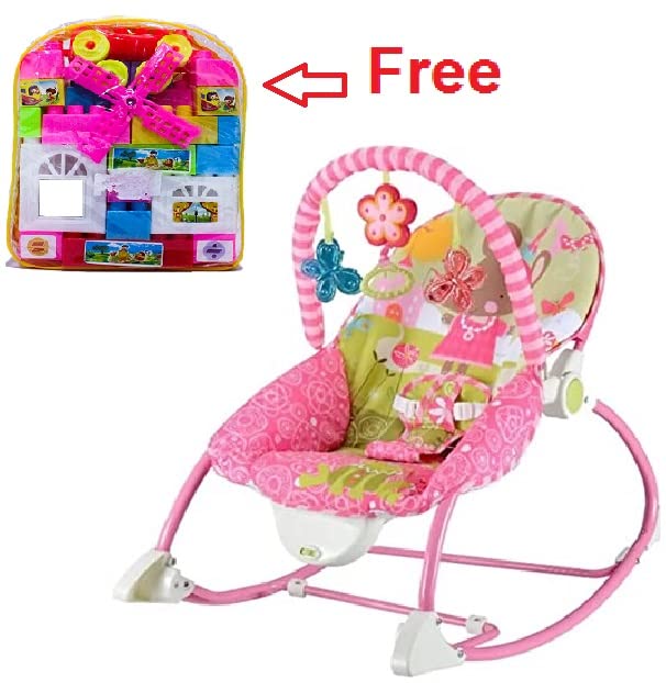 Kabello Newborn to Toddler Portable Rocker Cum Bouncer with Free Building Blocks (Multicolor) 1