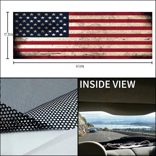 Image of Rear Window Decals for Trucks - 65x17.3 in Back Window American Flag Decals Fit Most Pickup Trucks SUV, Patriotic Car America Flag Decals for Personalized