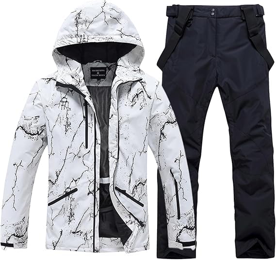 HOUZONIY Herren Skianzug Set Herren Schneeanzug Warmer Winddichter 2-Teiliger Schneeanzug