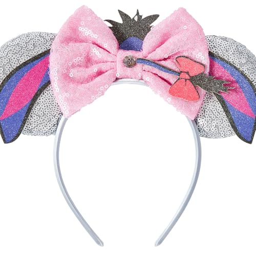 Opzzqz Mouse Ear Headbands for Women Giltter Bow Headband for Girls Birthday Party Decorations