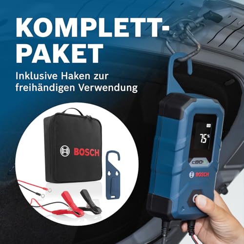 Bosch C80-Li Batterieladegerät, 15 Ampere, mit Erhaltungsladungs-Funktion - Autobatterie-Ladegerät für 6 V / 12 V Blei-Säure-, AGM-, EFB-, Gel-, SLI- Batterien sowie 12 V Lithium- (LiFePO4) Batterien
