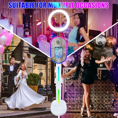 ZLPOWER Photo Booth for iPad 10.2\" 10.5\" 10.9\" 11\" 12.9\" 13\" for Camera Dualuse Photobooth Machine Selfie Station Stand APP Control RGB Light Music Sync Light Box with Flight Case for Rental Wedding